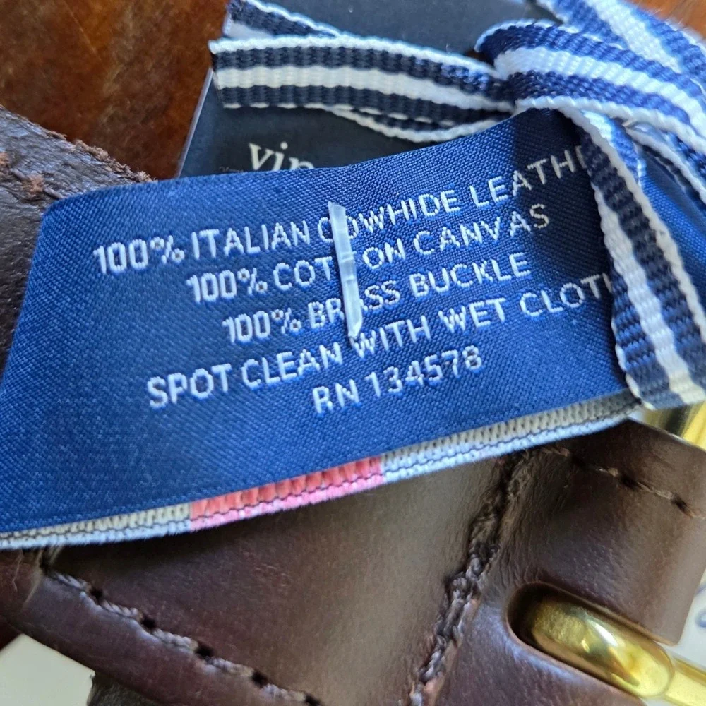 Vineyard Vines‎ Seattle Mariners Canvas Leather Belt MLB Brass Buckle